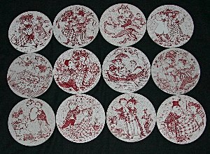 Bjorn Wiinblad 12 month plates in red and white