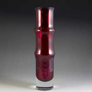 Aseda red Bamboo vase by Bo Bergstrom