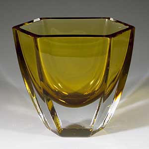 Brown cased-glass vase, unknown manufacturer but it resembles  a Strombergshyttan piece in some aspects