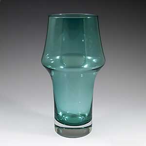Tamara Aladin for Rhiihimaki Lasi clear bottomed blue vase