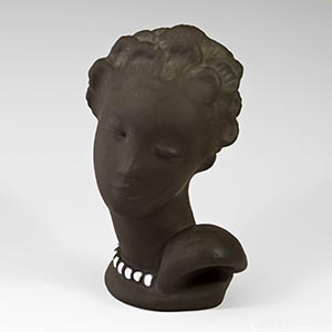 art deco bust woman's head  4012 white on raw clay