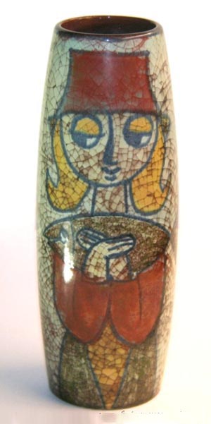 Michael Andersen & Sons, Marianne Starck Vase, Crackle Glaze, Woman's Face