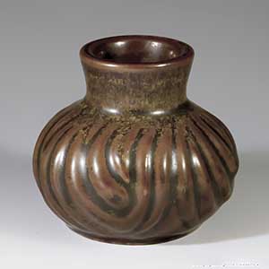hjorth ceramic small brown cabinet vase