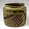 Oval stoneware vase in shades of brown