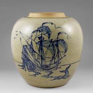 Arne Bang Tobacco jar, ship motif