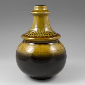 Upsala Ekeby brown & yellow  Luna vase by Mari Simmulson