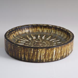 gunnar nylund for rorstrand stoneware bowl in brown and cream color