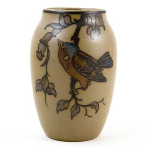 hjorth small vase with a ird and flowers