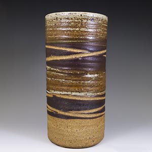Tall banded cylinder vase by Tue Poulsen