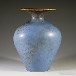 gunnar nylund for rorstrand AUH vase in matte blue and brown haresfur glaze