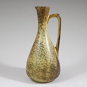 Rorstrand test firing piece, vase with a handle. This may be a test-firing of a glaze by Harry Stalhane