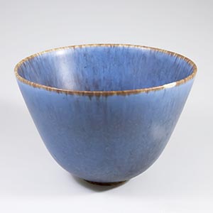 Gunnar Nylund for Rorstrand, blue ARU bowl, haresfur glaze