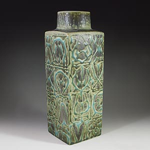 tall vase designed by nils thorsson for royal copenhagen baca line green abstract runic designe number 712 over 2359