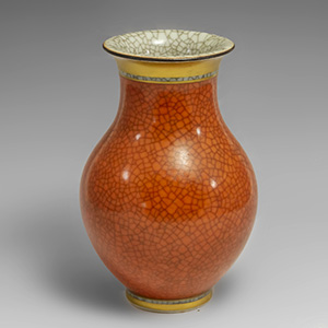Royal Copenhagen orange crackle-finish vase