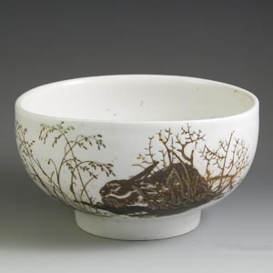 royal copenhagen diana series designed by nils thorsson bowl with a rabbit motif