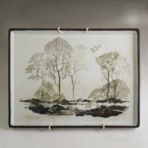 royal copenhagen wall plaque by nils thorsson, diana series, depicting a winterscene with trees and birds