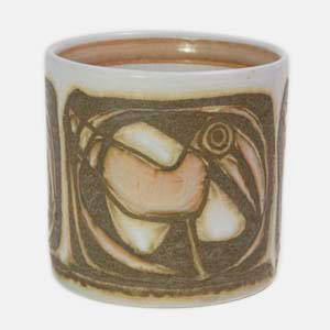 aluminia small cup designed by Johanne Gerber bird motif