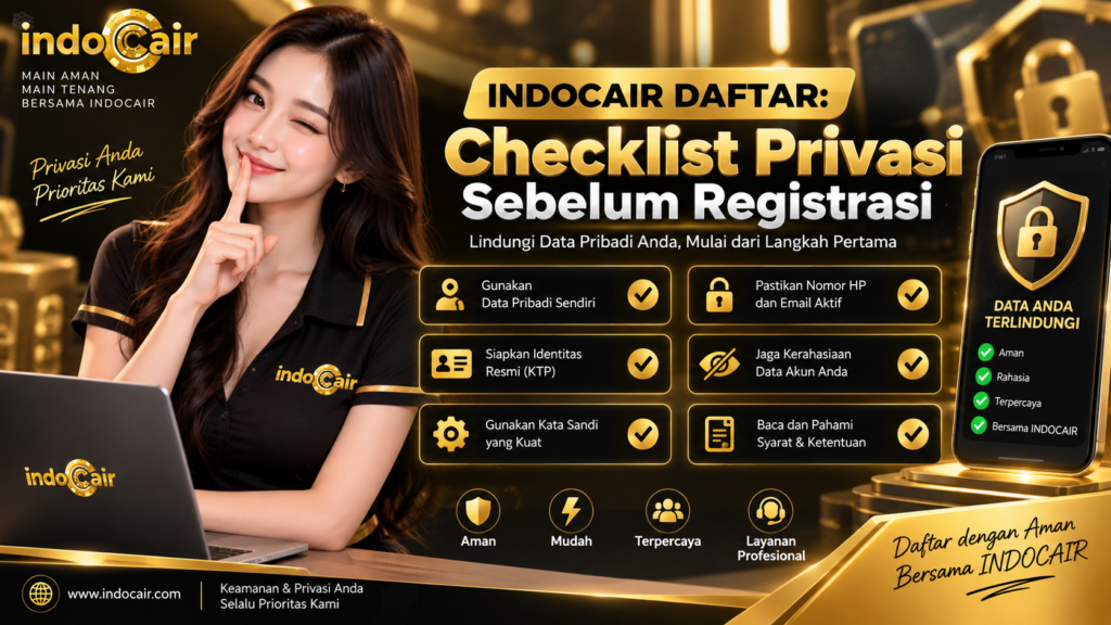 INDOCAIR DAFTAR: checklist privasi sebelum registrasi akun